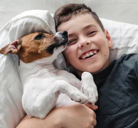Dog with owner 